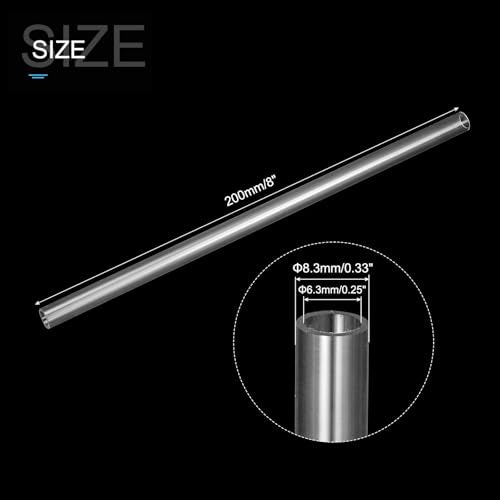 MECCANIXITY Clear Storage Tube 6.3x8.3mm Small Plastic Round Tubing with Caps Rigid Bottle Container 200mm/8 Inch for Item Stored - size: 6.3x8.3x200mm