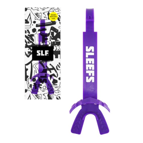 SLEEFS X Purple Football Mouth Guard - Lip/Mouthguard with Helmet Strap - Lip/Teeth Protector Mouthpiece - Moldable - for Youth/Adults, Men & Women Mouth Guard, Maximum Air Flow, Lacrosse, All Sports - color: Purple