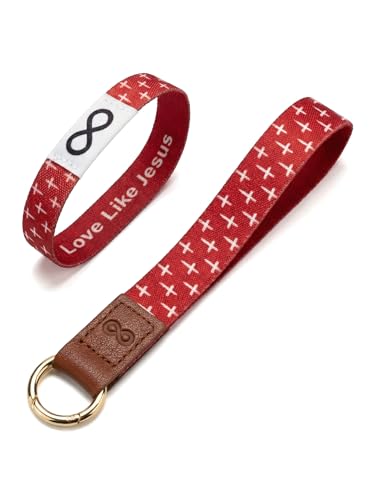 NFC Daily Bible Verse Bracelet & Keychain Wristlet Set - color: Red