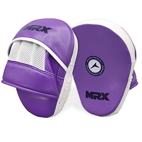 MRX Gel Tech Boxing Hook & Jab Pads MMA Focus Punching Mitts Training Thai Kick Strike Shield Curved Black/White - color: Purple