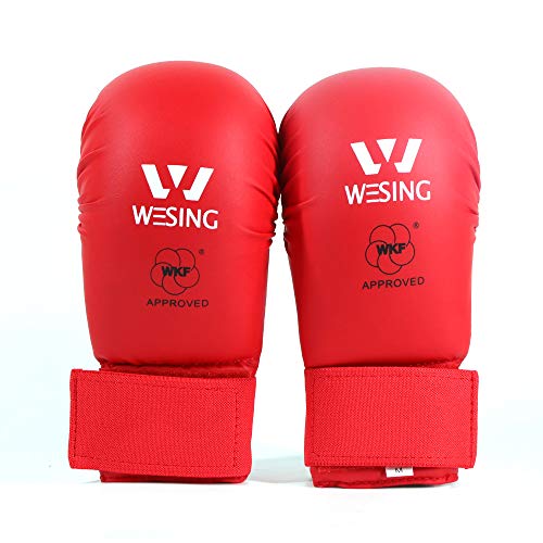 WESING Karate shin and Instep Guard Karate Gloves Approved by WKF - color: red, size: X-Large