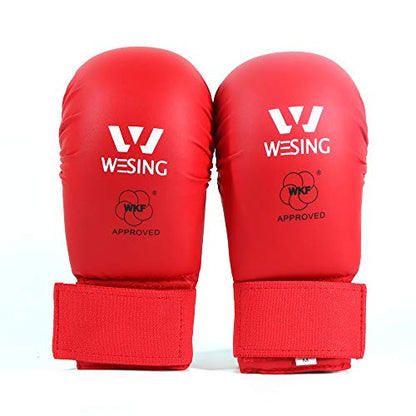 WESING Karate shin and Instep Guard Karate Gloves Approved by WKF - color: red, size: X-Large