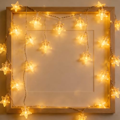 Star String Lights, 30 LED Crystal Stars, 10ft Battery Operated, Indoor Bedroom Decor - style: White Crystal Star
