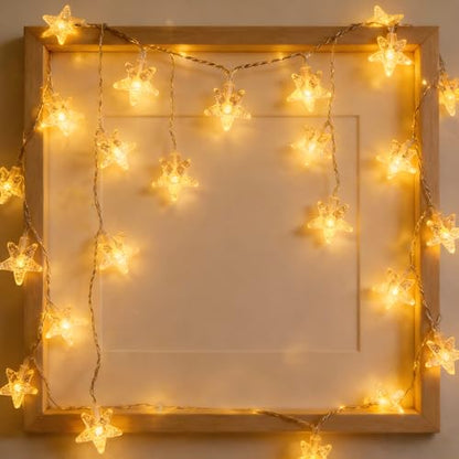 Star String Lights, 30 LED Crystal Stars, 10ft Battery Operated, Indoor Bedroom Decor - style: White Crystal Star