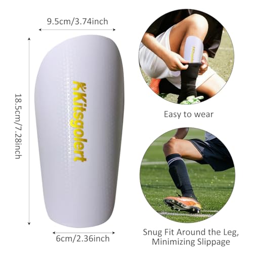 Soccer Shin Guards for Youth Adults, Protective Soccer Equipment for Football, Lightweight Reinforced Shin Guards - color: White