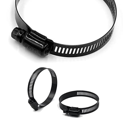 ISPINNER 2pcs 10 Inch Stainless Steel Adjustable 241-267mm Size Range Worm Gear Hose Clamp, Fuel Line Clamp for Plumbing, Automotive and Mechanical Application (Black) - size: 10 Inch