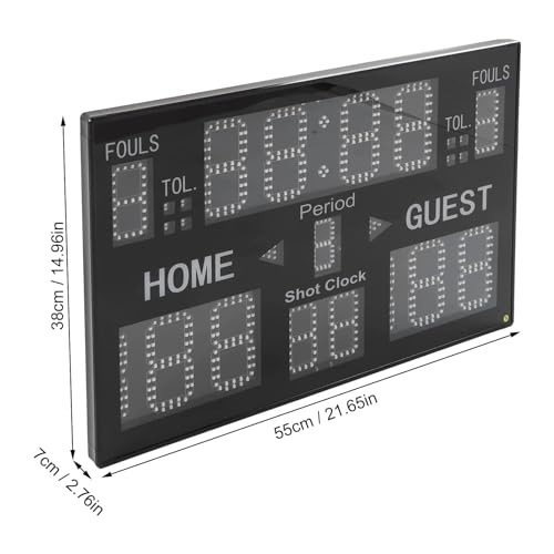 Basketball Game Scoreboard, 15-digit Electronic Scoreboard, LED Digital Tabletop Scoreboard Timer, Suitable for Multi-sport Indoor,Black