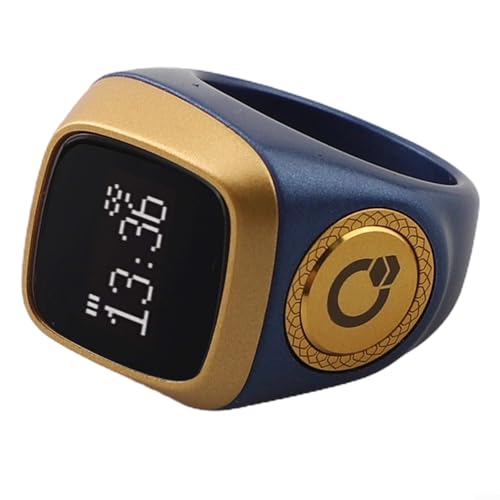 IQibla Smart for Zikr Ring with Digital Counter, Vibration Reminder, for OLED Display, 40mAh for battery and Prayer Time Alerts for Muslims, Black(20mm blue) - size: 20mm blue