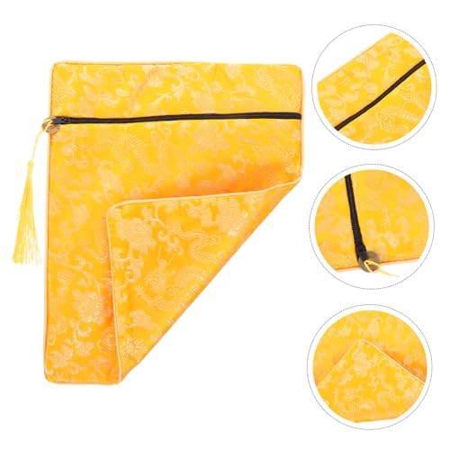 CALLARON Bible Cover Brocade Pouch for Book Storage Wallet for Women Office Bag - color: Yellow
