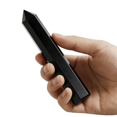 Obsidian Crystal Column 5.9 Inch, Natural Black Obsidian Pillar for Reiki Healing, Chakra Balancing, Meditation Gift, Spiritual Home Decor Ornament - color: 5.9inch Wand Obsidian