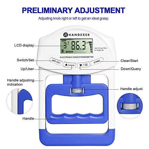Grip Strength Tester, Digital Hand Dynamometer FDA Registered with Backlit LCD for Grip Strength Testing and Training