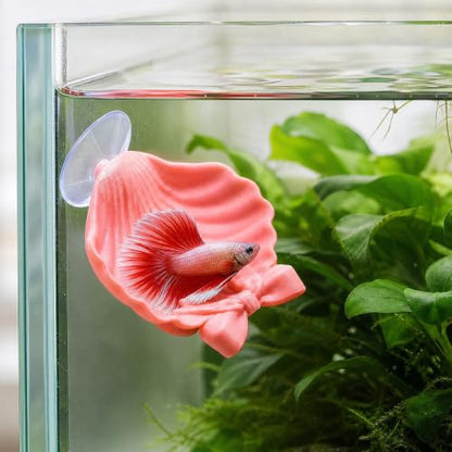 Betta Fish Hammock | Betta Fish Shell Bed, Floating Shell Shaped Suction Cup Pad, for Shrimp Snails Frogs Goldfishes Guppy Koi Reptile Pet Tank Aquariums Area Home - color: Pink
