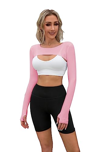 Cooling Shawl Arm Sleeve Sun Protection Women's tops for Golfing,Riding,Driving - color: Pink, size: Large