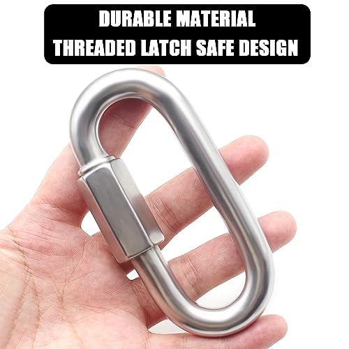 Anvin 1 Pack Large Quick Links M12 1/2 Inch Heavy Duty Carabiner Stainless Steel Chain Links Connector D Shape Locking Chain Hooks Repair Utility Screw Links for Camping Outdoor Equipment Hammocks - style: Oval, 4.2 Inch, 1 Pack