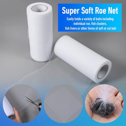 2 Rolls Catfish Bait Holder Bags Spawn Net 3'' Baits Bags Mesh for Fishing 144FT Fish Bait Neting for Catfish Fine Mesh Fishing Net for Roe Fish Equipment Tackle Kit