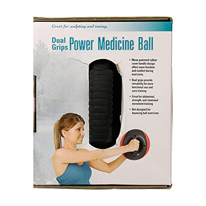 AEROMAT Dual Grip Power Medicine Balls for Abdominal Training and Rotational Movements - 9" Diameter - Weights Color-Coded - style: 14 lbs - Black/Blue