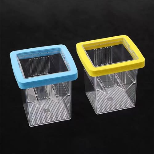 Baby Fish Breeding Box Clear Isolation Aquarium Hatchery Incubator with Suction Cups for Newborns Shrimp Fish Hatchery - color: Blue