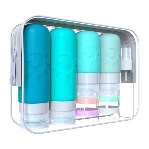 Zafit 18 Pack travel Bottles for Toiletries, TSA Approved Silicone Travel Containers Leak Proof Refillable Travel Accessories for Shampoo Conditioner Lotion Body Wash(Multicolored H) - color: Multicolored H