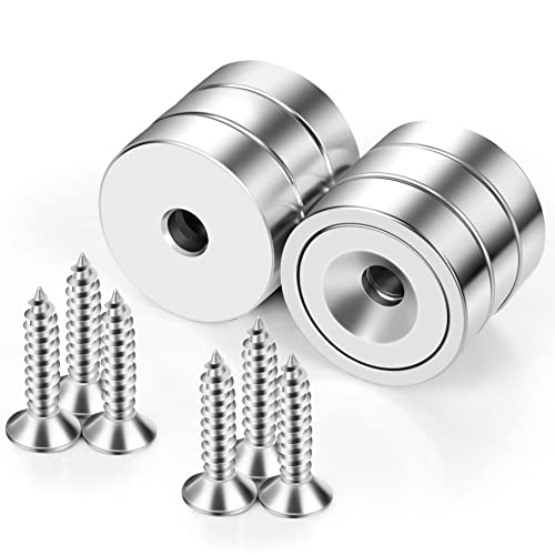 Neosmuk Silver Magnets with Screws,40lbs+ Heavy Duty Rare Earth 6 Pack - color: Silver, size: 40 lb