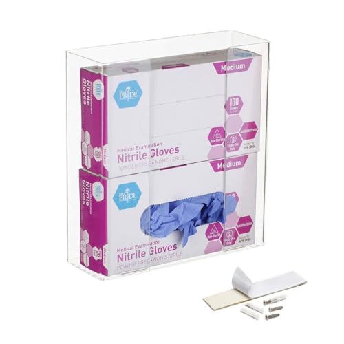 AdirMed VivaEssentials Double Glove Box Holder, Wall Mount or Free Standing Clear Acrylic Glove Holder - color: Clear, style: Double Box Capacity
