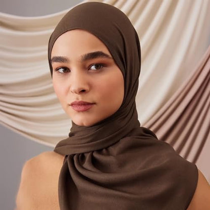 Modest Summer Woven Hijab | Premium Lightweight, Soft Touch Hijab for Women - color: Earth