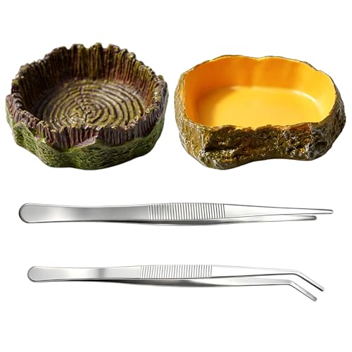 Reptile Water Dish and Reptile Water Bowl, 4 Pcs Reptile Food Dish for Bearded Dragon Water Bowl and Hermit Crab Water Bowl, Durable Reptile Feeding Dishes with Non-Slip Base for Various Pet Habitats