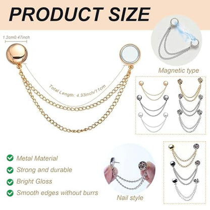 18 PCS Chain Magnetic Suction Seamless Buckle, Multi-Function Magnet Button, Hijab Cuff Clips For Fixing Hem of Clothes Long Pants Legs Sleeves of Shirts