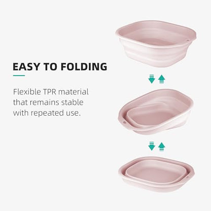 2 Pack Collapsible Wash Basin Set, Foldable Dish Tub, Small Medium Portable Sink for Kitchen, Camping, RV, Baby Bottles, Laundry, Plastic Washbasin -Pink - color: Pink