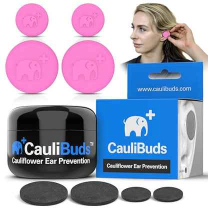 CauliBuds™ Cauliflower Ear Magnet - Premium Silicone Ear Magnets Cauliflower Ear - Pressure Earrings Magnetic Ears - Treatment in BJJ, Wrestling, MMA, & Rugby - Cauliflower Ear Draining Kit (Pink) - color: Pink