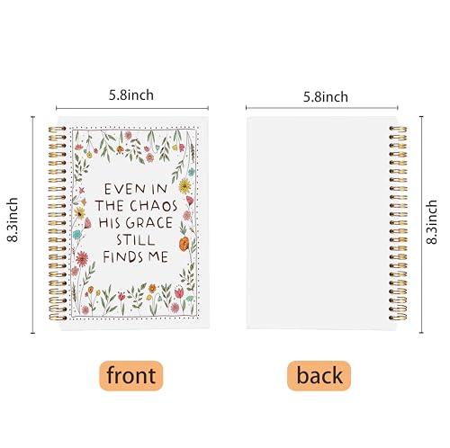 Christian Floral Notebook Journal, Inspirational Bible Verse Notebook, Christian Gifts for Women, Even in the Chaos His Grace Still Finds Me Spiral Journal 5.5x8.3 Inch - color: 27-Christian-notebook
