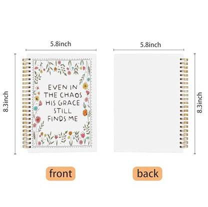 Christian Floral Notebook Journal, Inspirational Bible Verse Notebook, Christian Gifts for Women, Even in the Chaos His Grace Still Finds Me Spiral Journal 5.5x8.3 Inch - color: 27-Christian-notebook