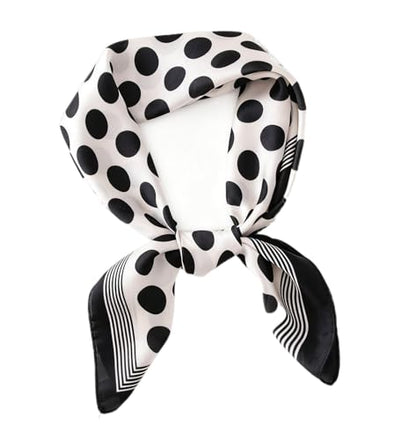 1950s 27.5 Inch Polka Dots Silk Head Scarf for Women Satin Hair Neck Scarf Wrap Lightweight Bandana