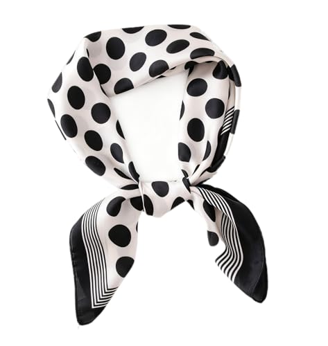 1950s 27.5 Inch Polka Dots Silk Head Scarf for Women Satin Hair Neck Scarf Wrap Lightweight Bandana