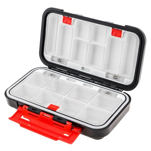 Fishing Tackle Storage Box, Double Sided Waterproof, 16 Compartments, Fishing Lure Box Storage Containers (Black) - color: Black