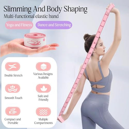 Multi-Loop Stretch Band - Yoga, Pilates, Ballet, and Physical Therapy Stretching Strap for Flexibility, Leg Stretching, and Exercise - Durable Stretching Equipment - color: Light Pink - 12 Loops