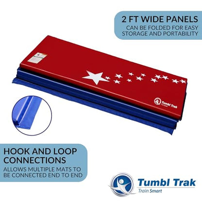 Tumbl Trak Gymnastics Folding Tumbling Panel Mat - color: Patriotic, size: 5'x10'x1.38"
