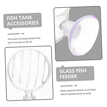 UPKOCH 2pcs Glass Fish Feeding Cups Aquarium Food Holders Cups for Easy Installation Smooth Feeding Mouth for Freshwater Tanks