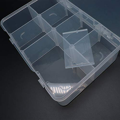 Xiaoyztan 8-Bin Clear Plastic Organizer with Adjustable Dividers 7.3x4.9in | 8-grid clear organizer with adjustable dividers for jewelry, beads, tackle, and crafts - size: 7.9x4.9x1.65 in