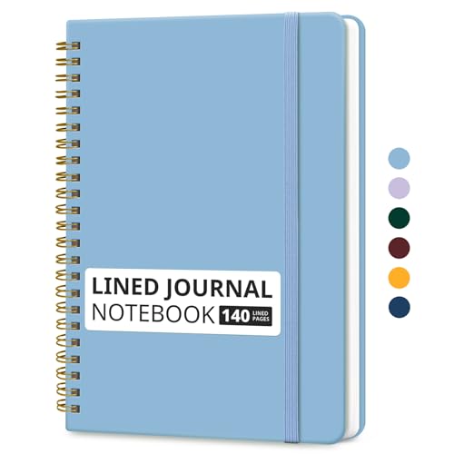Taja Lined Spiral Journal Notebook for Women & Men, 140 Pages, College Ruled Hardcover Notebook for Work & Note Taking, Journals for Writing, A5(5.7" x 7.9") – Blue - color: D.Blue, style: a-Lined(1 Pack)