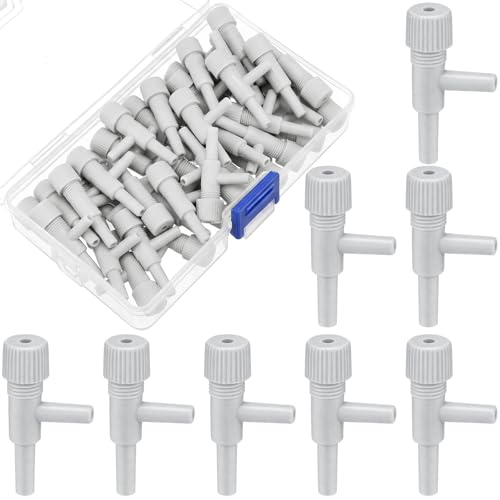 Gerrii 50 Pcs Aquarium Air Control Valve Fish Tank 2 Way Valves for 3/16" Airline Tubing Plastic Airflow Controllers Regulators Air Pump Accessories for Aquarium Fish Tank Adjustable Hose Connectors