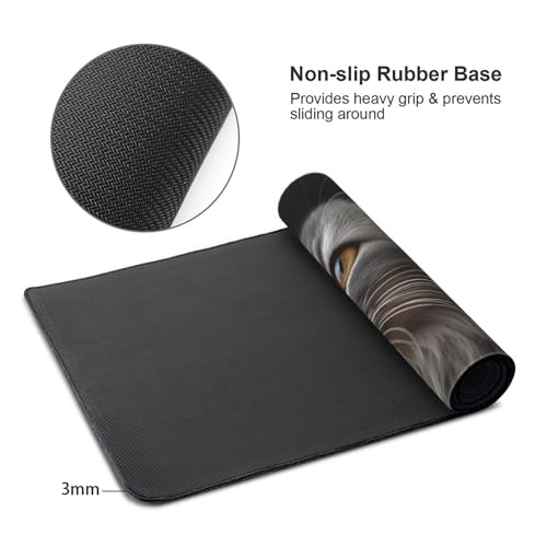 XXL Gaming Mouse Pad 35.4x15.7 Inch, Large Extended Desk Mat | Mousepad with Cat Design, Non-Slip Rubber Base, Water-Resistant Surface and Stitched Edges for Gaming, Office & Home - color: Cat