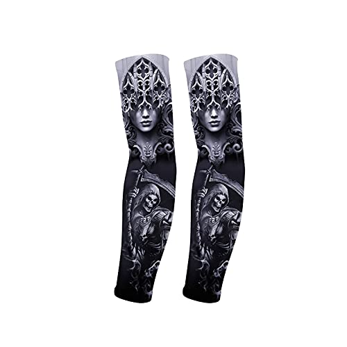 UV Sun Protection Arm Sleeves for Men & Women-UPF 50+ Sports Compression Cooling Sleeve-Unique TATTOO SLEEVE gift - color: Bleach