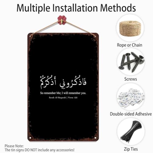 Vintage Islamic Verse Metal Signs 8X12 In