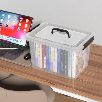 Kekow 18 L Clear Storage Bin with Lid, Clear Plastic Storage Totes, 4-Pack | Clear Design, Sturdy Plastic Material, Dual Side Latch Locks, for Home Office Kitchen Storage - size: 18 L