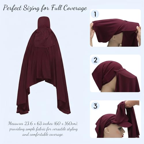 ZLYC Women Muslim Hijab Scarf with Visor Built-in Undercap Sun Protection Headwrap - color: Solid Red