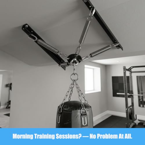 200LBS-MB Heavy Bag Hanger Noise Vibration Dampening Ceiling Mount | Premium 4mm Steel Bracket with Built In Vibration Dampening Spring, Engineered to Support 12 to 16 Inch Joist Structures