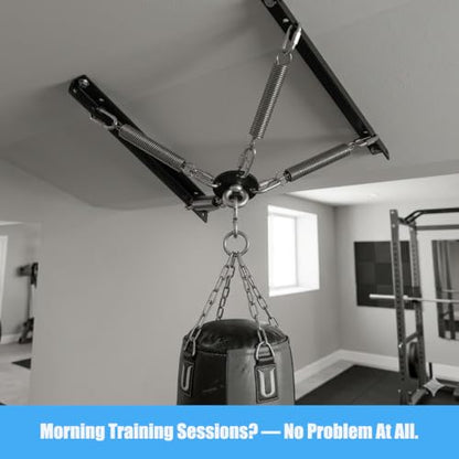 200LBS-MB Heavy Bag Hanger Noise Vibration Dampening Ceiling Mount | Premium 4mm Steel Bracket with Built In Vibration Dampening Spring, Engineered to Support 12 to 16 Inch Joist Structures