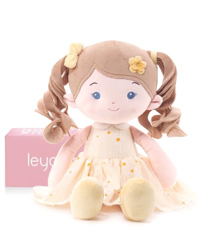 LeyaDoll Soft Plush Baby Doll 16'', First Rag Doll for 1 Year Old Girl Gift - color: Daisy Girl-yellow