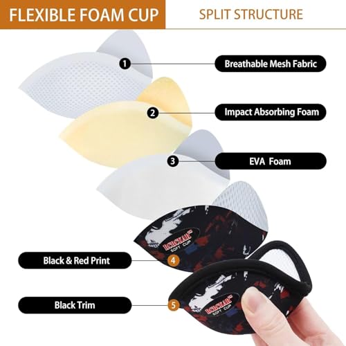 2-Pack Protective Athletic Soft Foam Cup Youth Sized Ages 7-11 Kids for Baseball, Football, Lacrosse（Black） - color: black