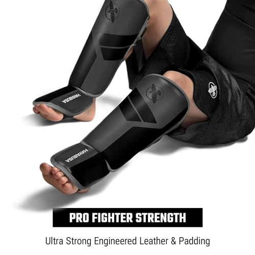 Hayabusa S4 Kids Shin Guards, Muay Thai, MMA, Kickboxing, Martial Arts - color: Charcoal, size: Small-Medium